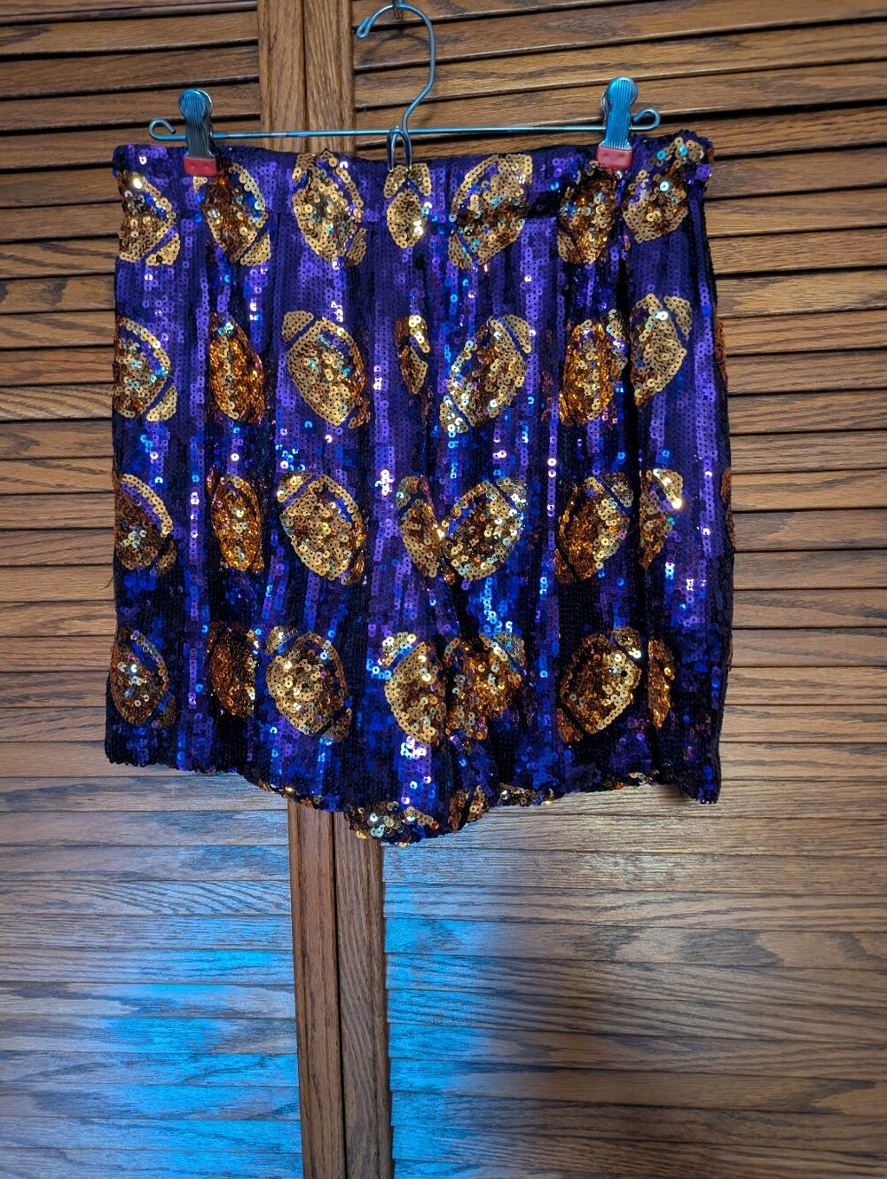 WHY Dress Purple & Gold Sequin Lined Football Shorts Woman Size Large